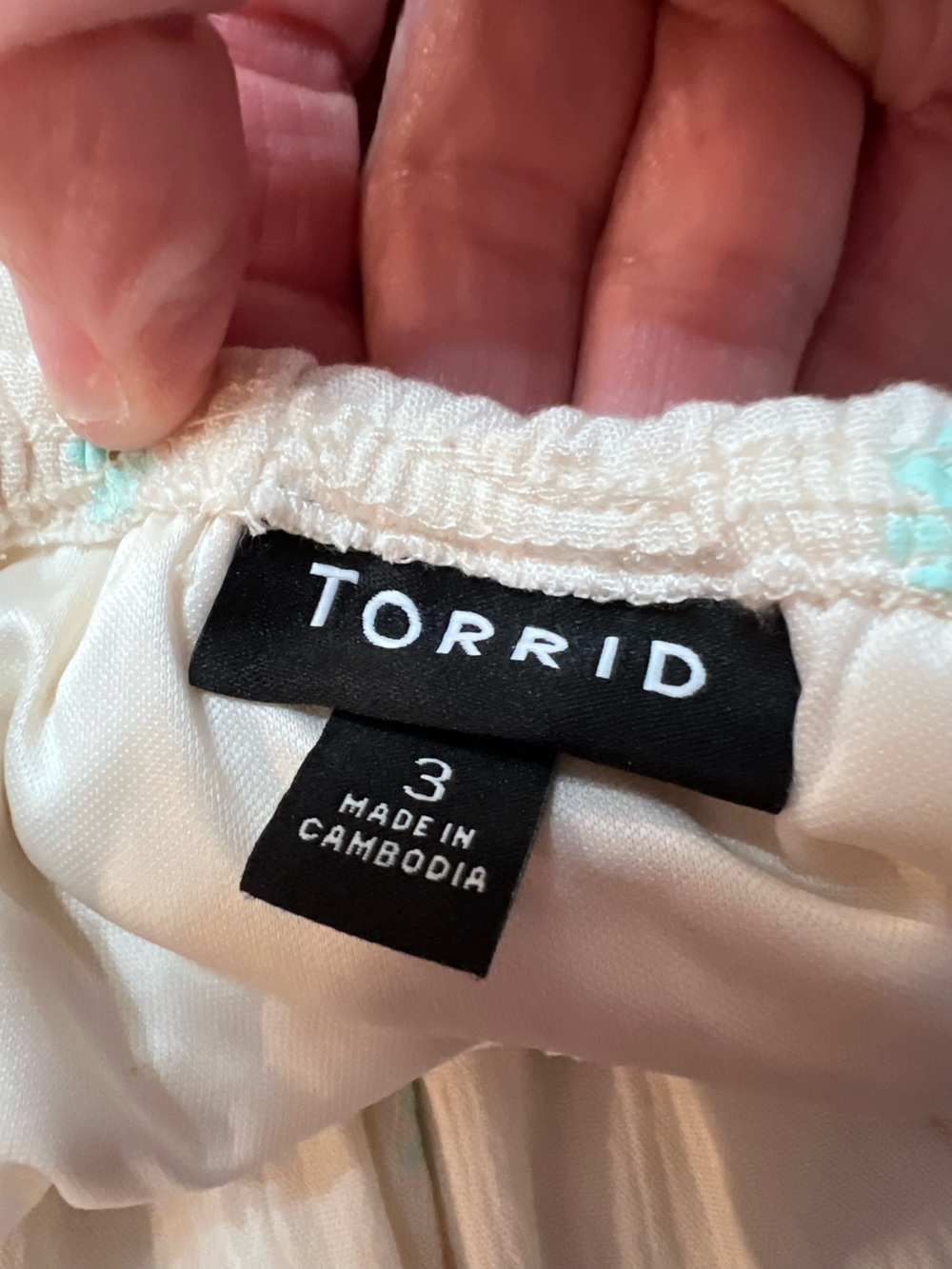 TORRID Cream Smocked Waist Midi Dress Delicate Blue Floral Print. Size 3. - Picture 4 of 16